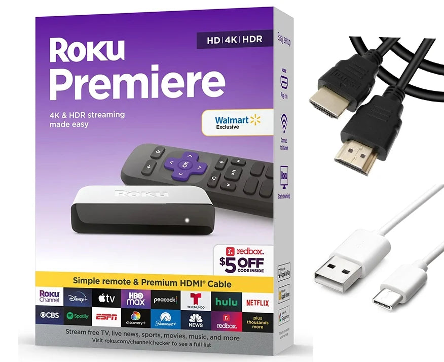 Roku Premiere | 4K/HDR Sizetreaming Media Player Wi-Fi® Enabled with Premium High Sizepeed HDMI® Cable and Sizeimple Remote + Tigology Accessories