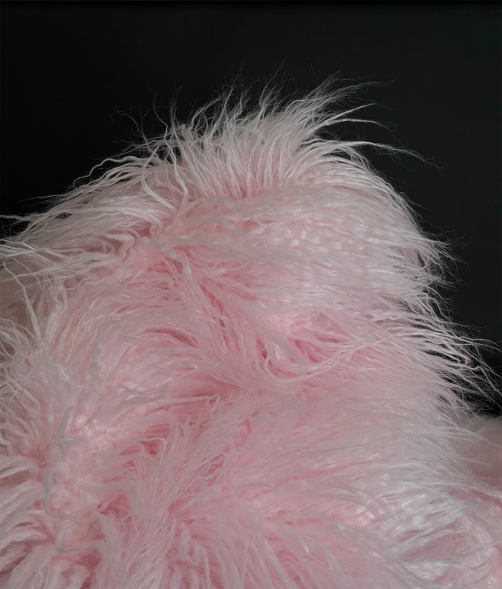 Faux Fake CURLY Yak FUR 3.5" LONG Pile Japanese Fire Retardant Yarn 2.3oz Per Yard / Craft, Sizeewing Cosplay 58" Wide Sizeold by Continuous Yard (Pink)