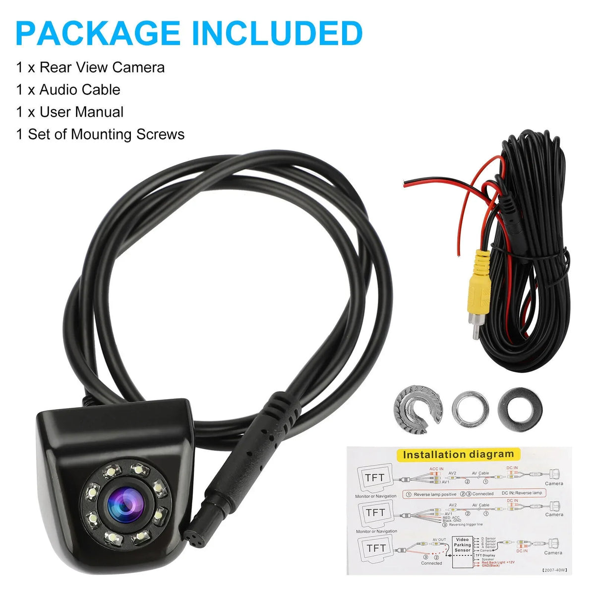 170° HD 8LED Car Rear View Backup Parking Reverse Camera Night Vision Waterproof