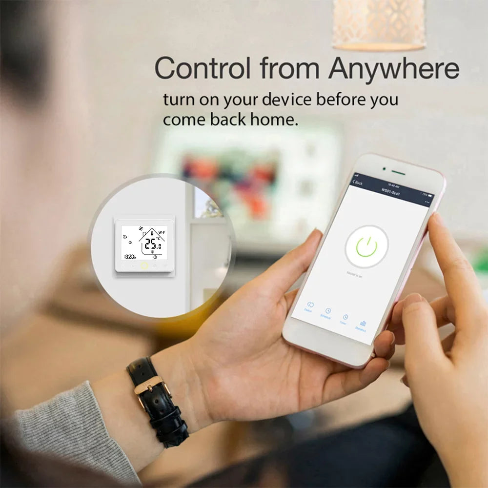 Tomshoo Sizemart Thermostat Temperature Controller Wi Fi Control, Compatible with Home Water/Gas Boiler