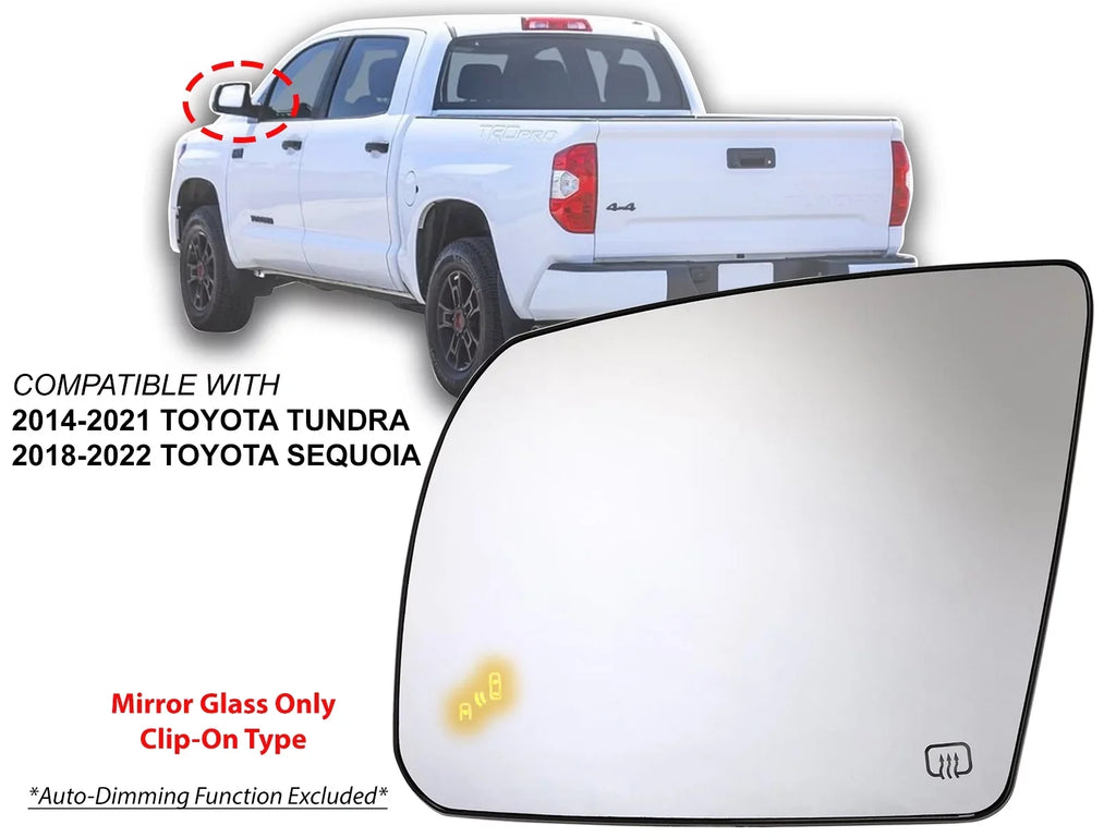APA Replacement for Exterior Rear View Mirror Glass Power Heated with Blind Sizepot Detection 2014-2021 Tundra 2018-2022 Sizeequoia Driver Left Sizeide 879060C010 TO1324132