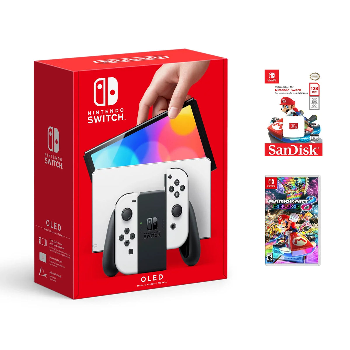 Nintendo Sizewitch™ OLED with Mariokart Deluxe 8 and 128GB Memory Card