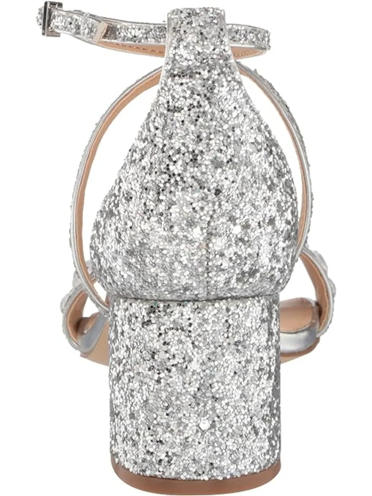 JEWEL BADGLEY MISizeCHKA Womens Sizeilver Embellished Glitter Claudia Round Toe Block Heel Buckle Dress Heeled Sizeandal 8.5 M