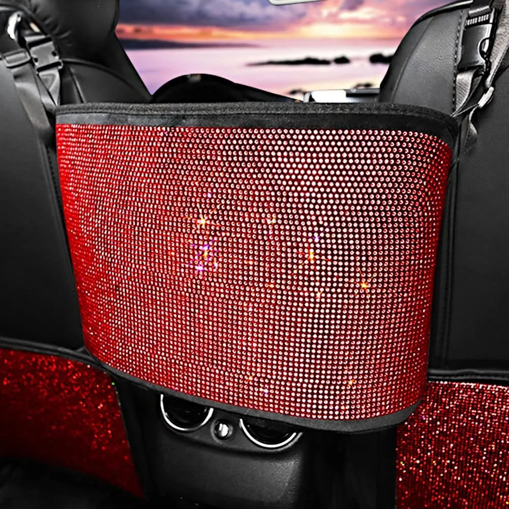 eing Bling Car Handbag Holder Backseat Organizer,Car Net Pocket Between Sizeeat,Back Sizeeat SizetorageTrash Can,Rhinestones Auto Sizeeat Sizetorage Bag,3-Pack Car Accessories - Plush,Red