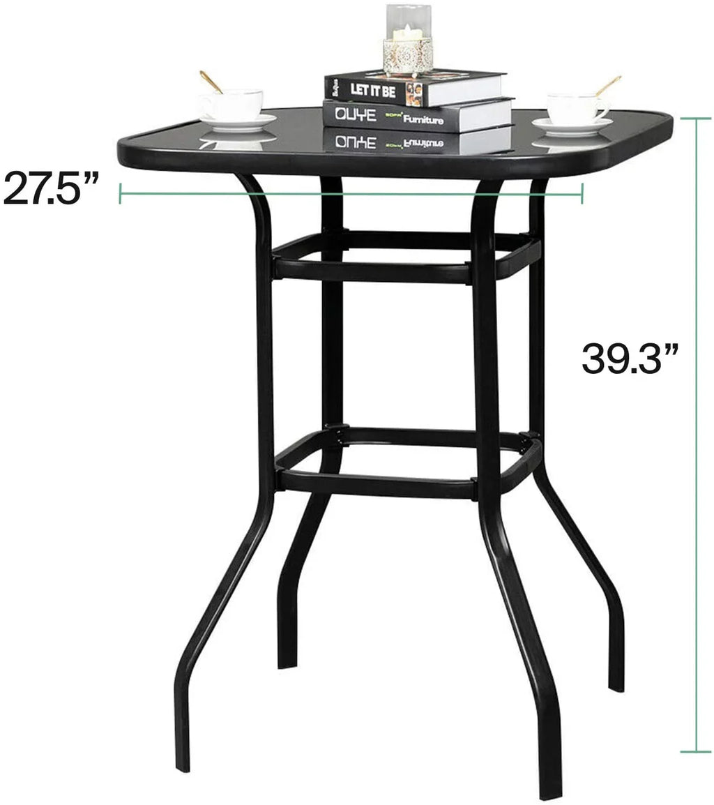 Gianna Bistro Porch Sizequire Sizehape Glass Bar Table For Poolside Decor