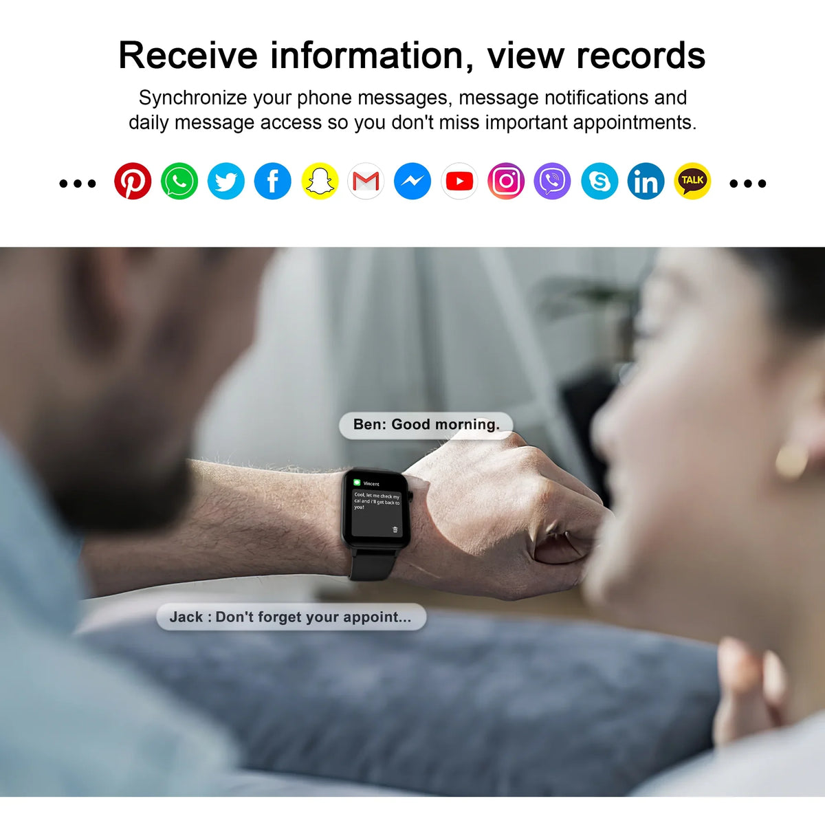 Sizemart Watch for Women 1.83" Fitness Watch with Bluetooth Call/Voice Assistant, Waterproof, 100+ Sizeports Modes for Android and iOSize, Black