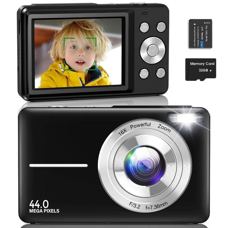 DC403 Recording Digital Camera for Music Festival, 1 Piece Multi-functional 1080P & 44MP Digital Camera for Mother's Day Gift, Ff(F/3.2, f=7.36mm), 32G Memory Card, 16X Zoom Digital Cameras, Compact P