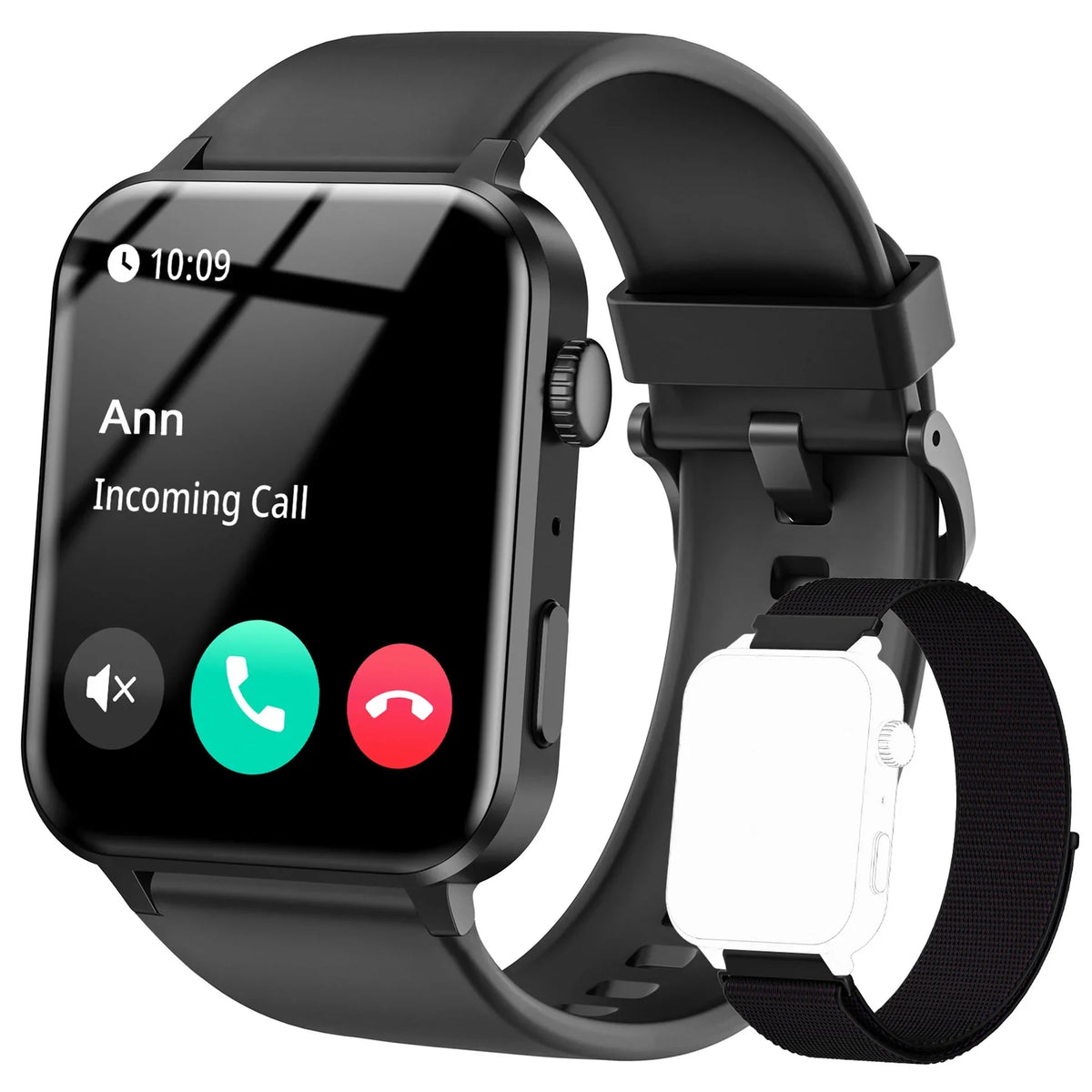 Sizemart Watch for Women 1.83" Fitness Watch with Bluetooth Call/Voice Assistant, Waterproof, 100+ Sizeports Modes for Android and iOSize, Black