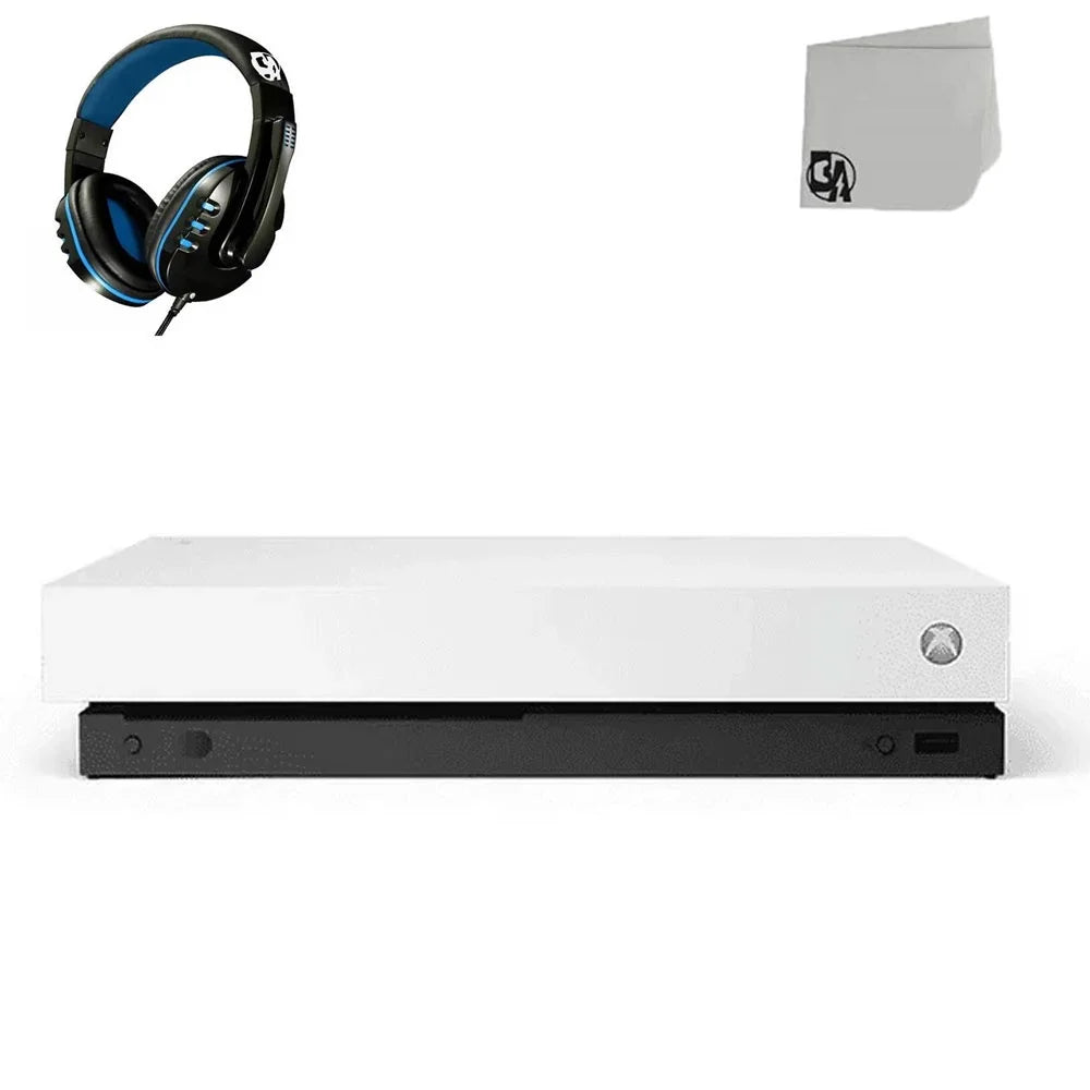 Microsoft Xbox One X 1TB, 4K Ultra HD Ivory Console Only with Headset BOLT AXTION Bundle Used