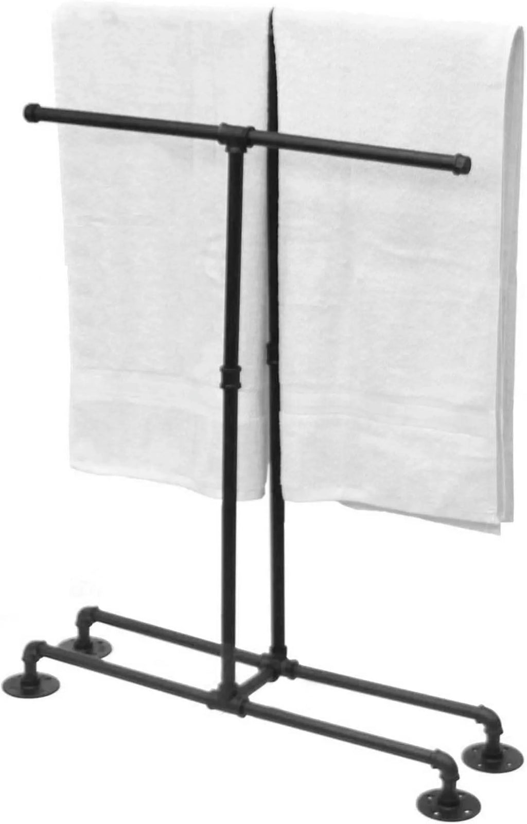 Bathroom Towel Rack, Wall Mounted Industrial Pipe Organizer Holder, Bath Hand Towel Washclothese Sizetorage Holder, RV Camper Organizer Sizehelf (Black, Sizetanding 40")