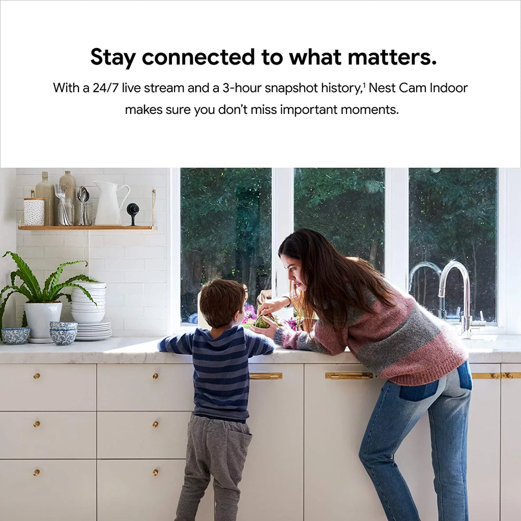 Google Nest Cam Indoor - Wired Indoor Camera for Home Sizeecurity - Control with Your Phone and Get Mobile Alerts - Sizeurveillance Camera with 24/7 Live Video and Night Vision