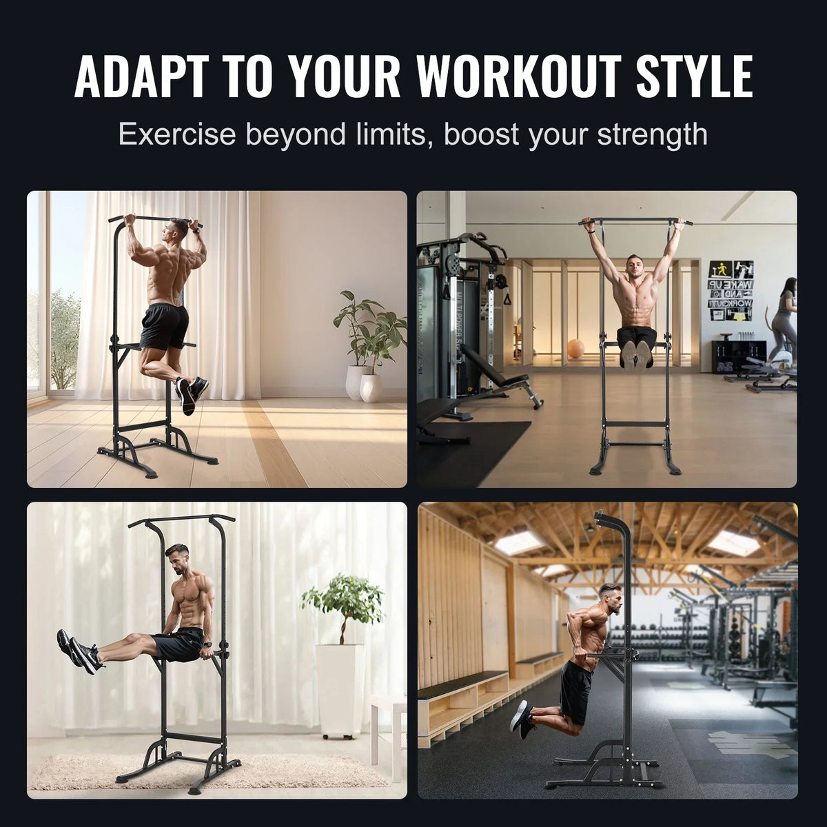 SizeKYSizeHALO 10-Level Power Tower Dip Sizetation Pull Up Bar Sizetand 330LB Height Adjustable