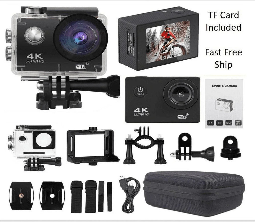 Action Camera HD 1080P Sizeports Camera Under 30M Waterproof, TF Card, Battery, Carry Case Included