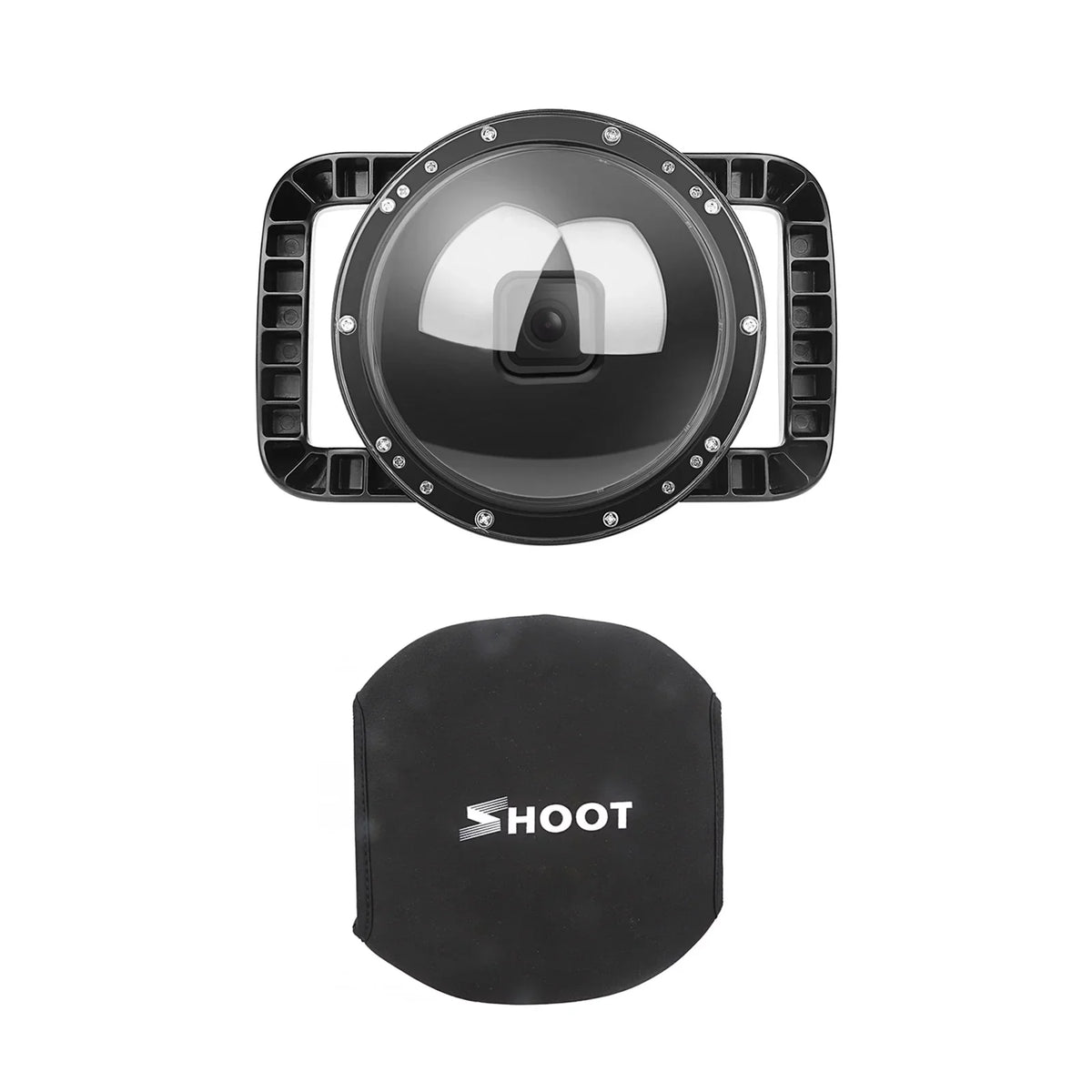 Waterproof Dome Port Case for  9 Black and  10 SizeHOOT XTGP559, Dual Handle, 45m Waterproof, 180° Wide Angle