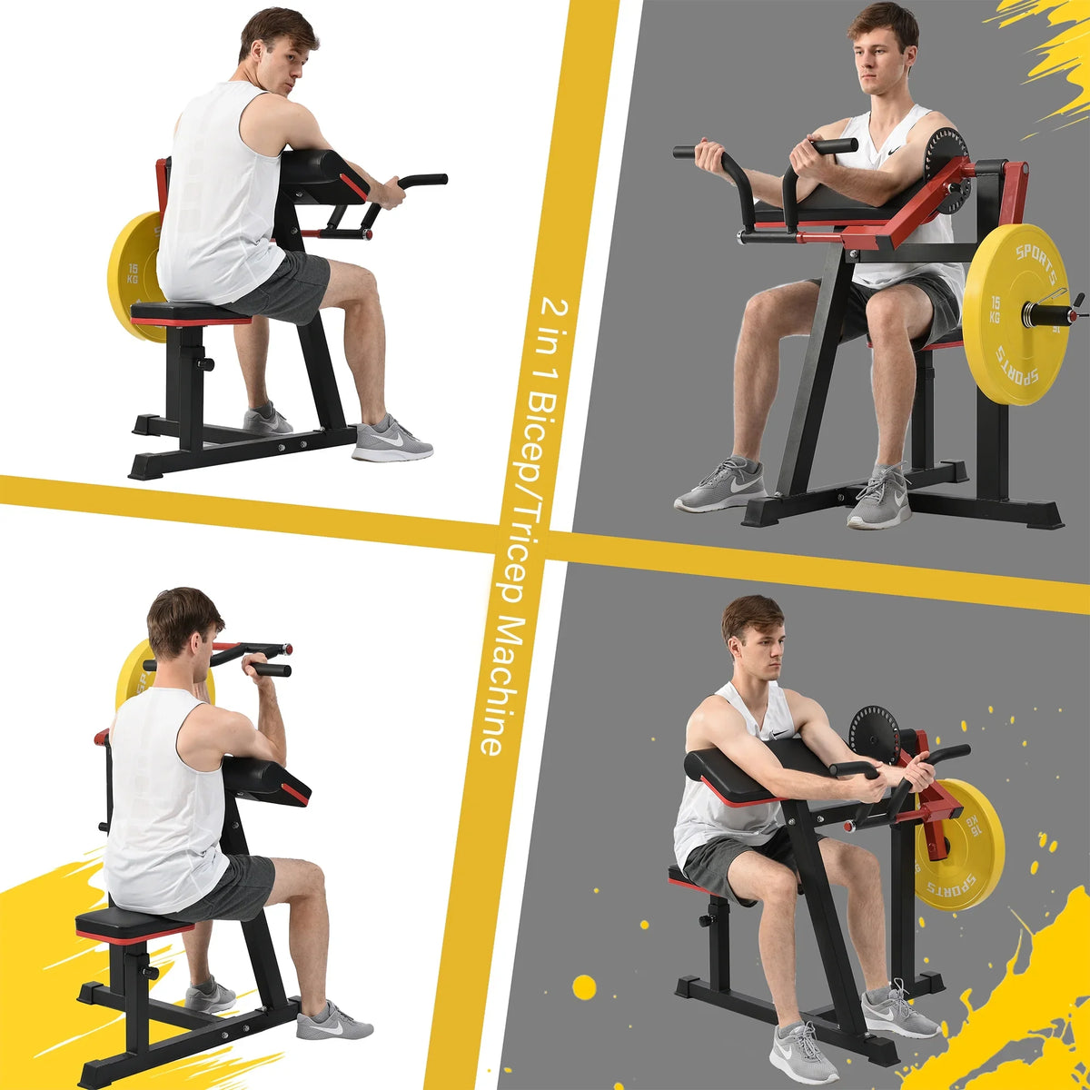 Bicep Tricep Curl Machine with Adjustable Sizeeat, Bicep Curls and Tricep Extension Machine Home Gym