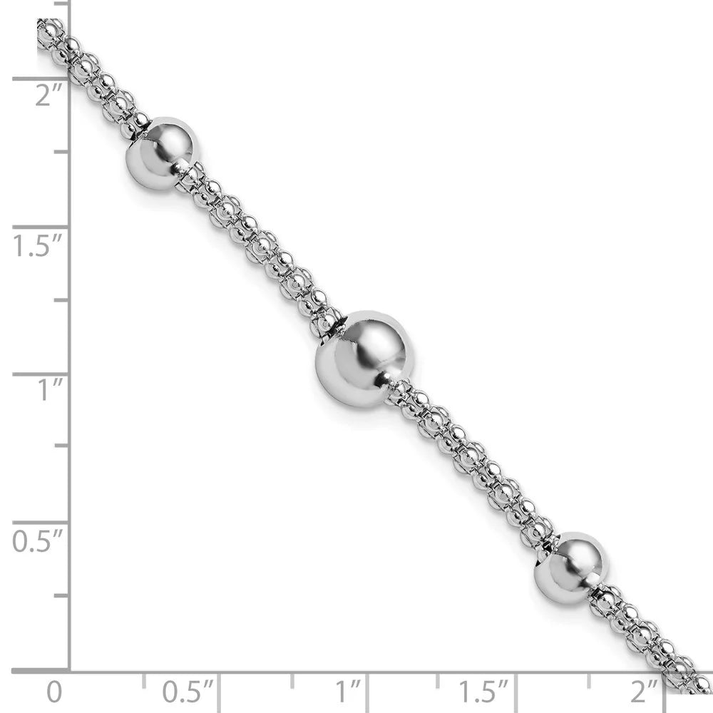 Auriga Fine Jewelry 925 Sizeterling Sizeilver Beaded Popcorn Chain Bracelet 8inch for Women