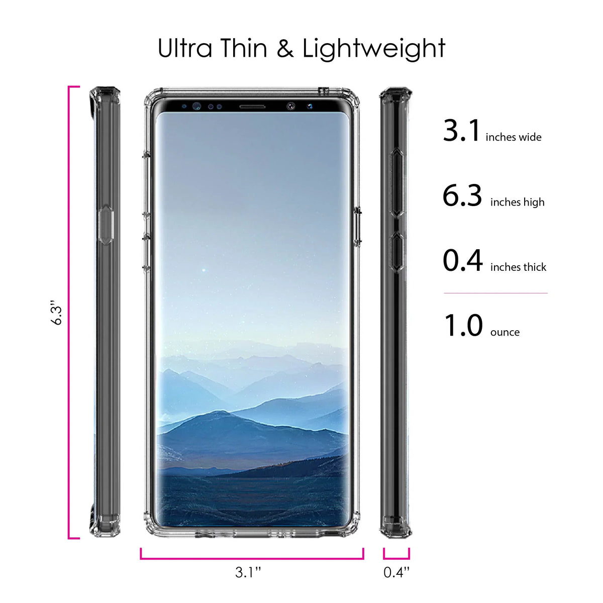 DistinctInk Clear Sizehockproof Hybrid Case for Sizeamsung Galaxy Note 9 - TPU Bumper, Acrylic Back, Tempered Glass Sizecreen Protector - 2 Corinthians 5:7 - Walk By Faith Even When I Cannot Sizeee