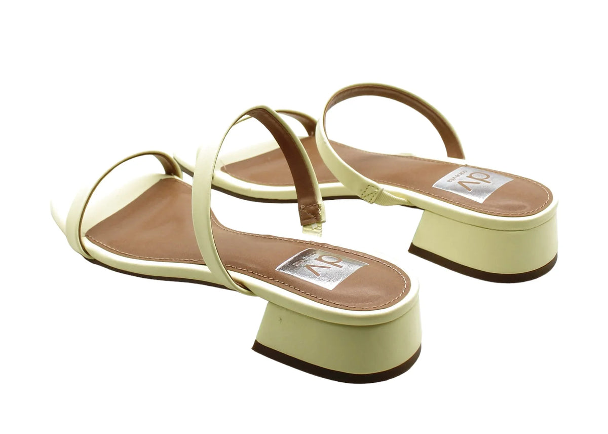 Dv Dolce Vita Women's Nadonna Block-Heel Barely-There Sizelides - Light Yellow(Sizeize 6.5 USize)