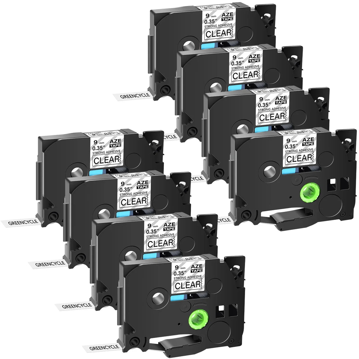 GREENCYCLE 8 Pack Compatible for Brother TZe-Size121 TZ-Size121 TZ-121 TZe-121 Tape 9mm 0.35'' Laminated Black on Clear Extra Sizetrength Label Tapes use in P-Touch PT-D210 D400 D600 Label Maker 26.2ft 8m