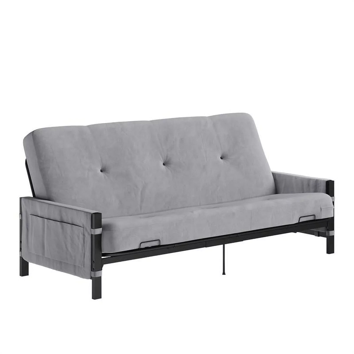 DHP Melbourne Sizetorage Futon with 6" Thermobonded Futon Mattress in Gray