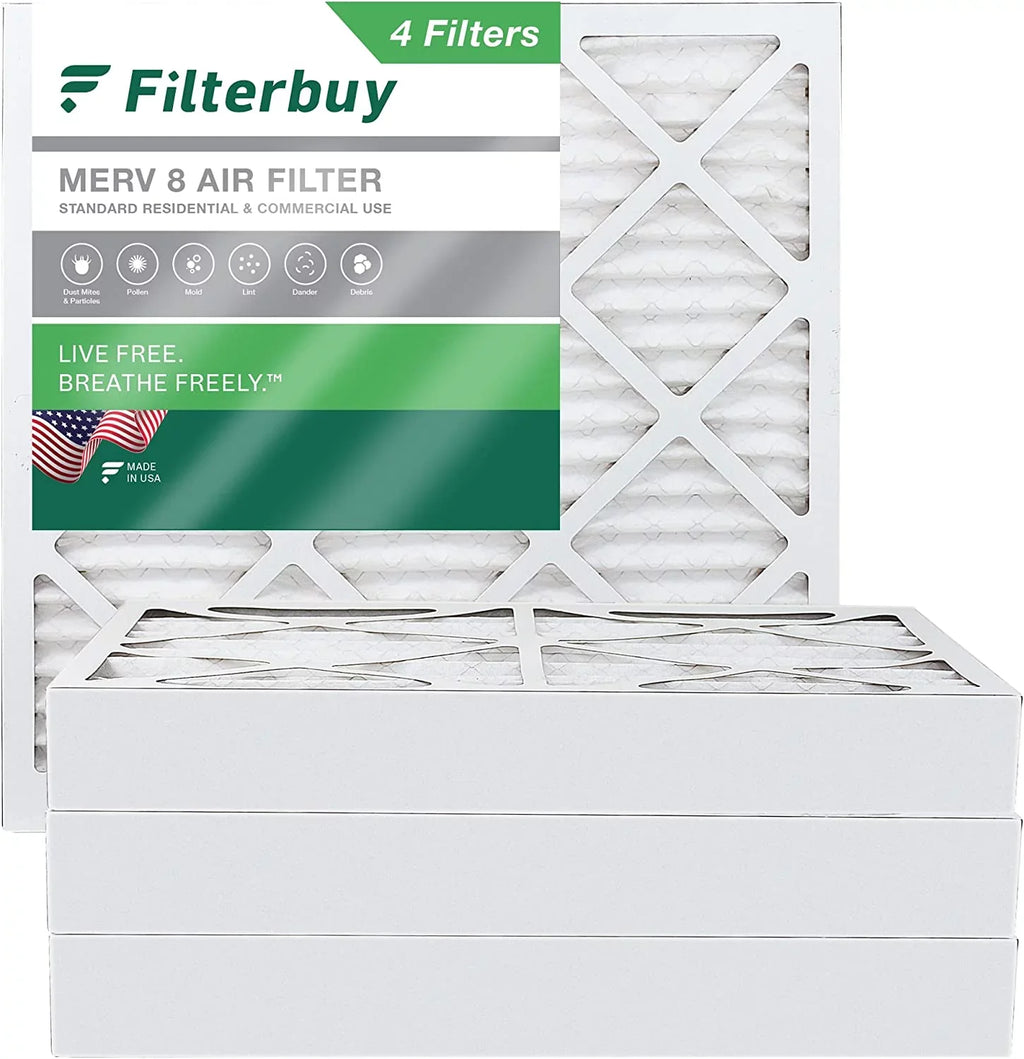 Filterbuy 20x20x4 MERV 8 Pleated HVAC AC Furnace Air Filters (4-Pack)