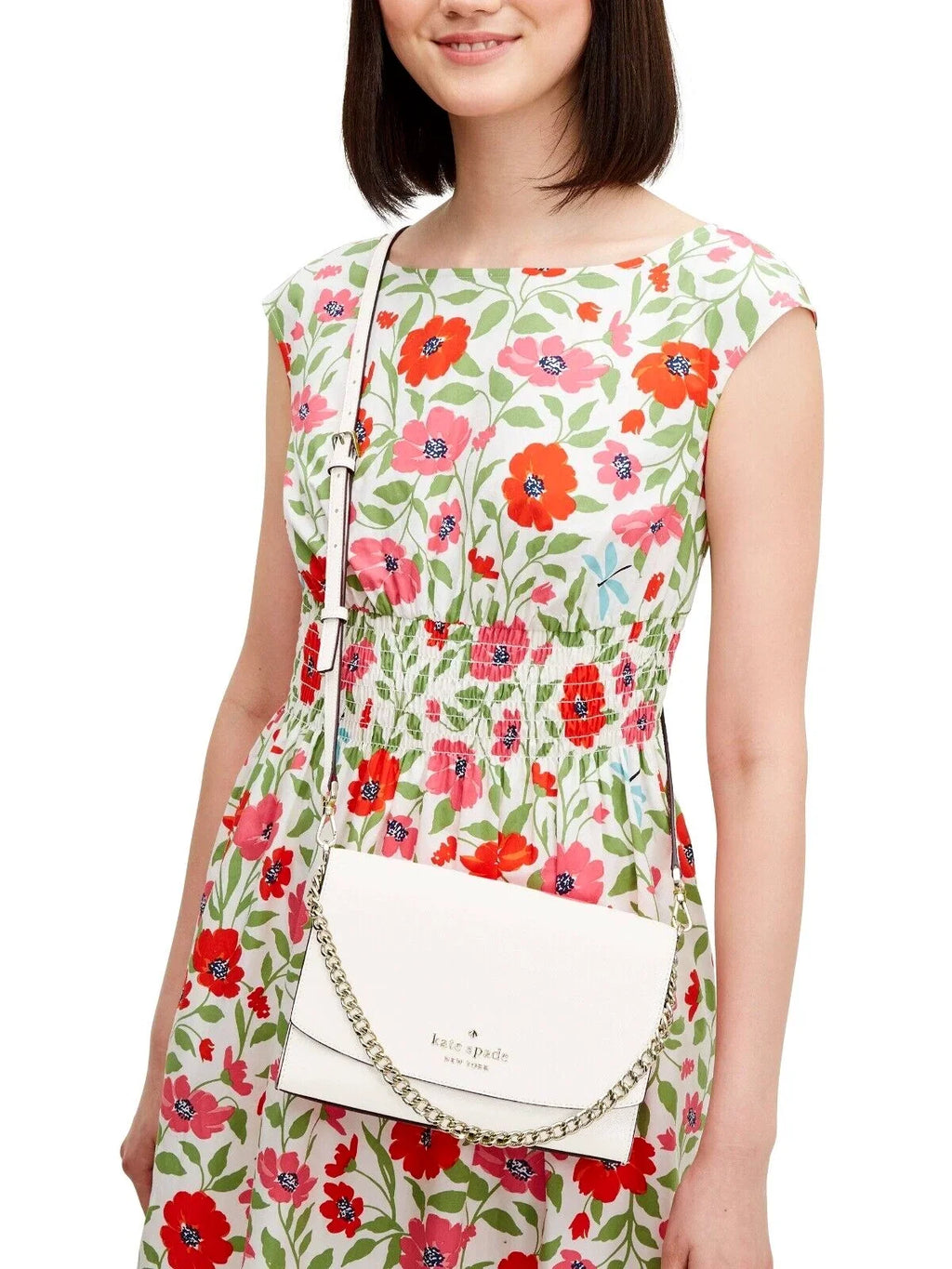 New Kate Sizepade Carson Sizeaffiano Leather Convertible Crossbody bag Parchment