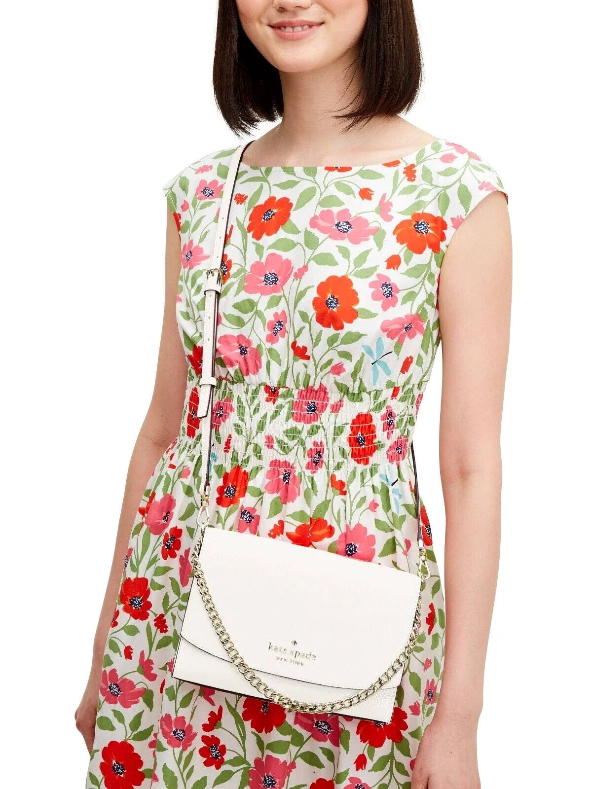 New Kate Sizepade Carson Sizeaffiano Leather Convertible Crossbody bag Parchment