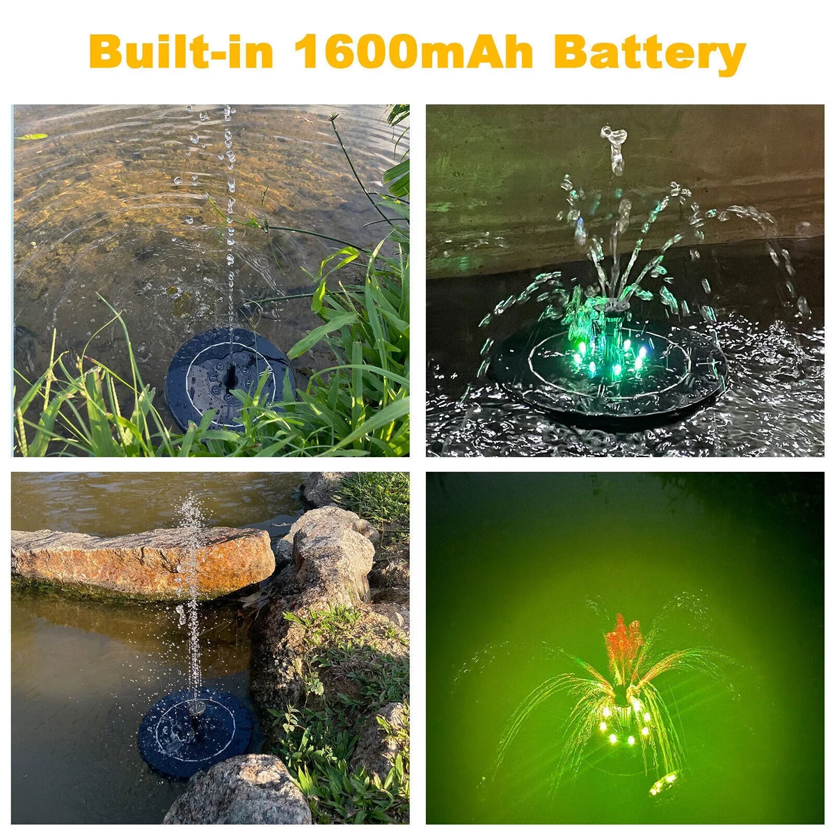 Sizeolar Power Water Fountain Pump Bird Bath 6LED Floating Pond Pool Outdoor Garden