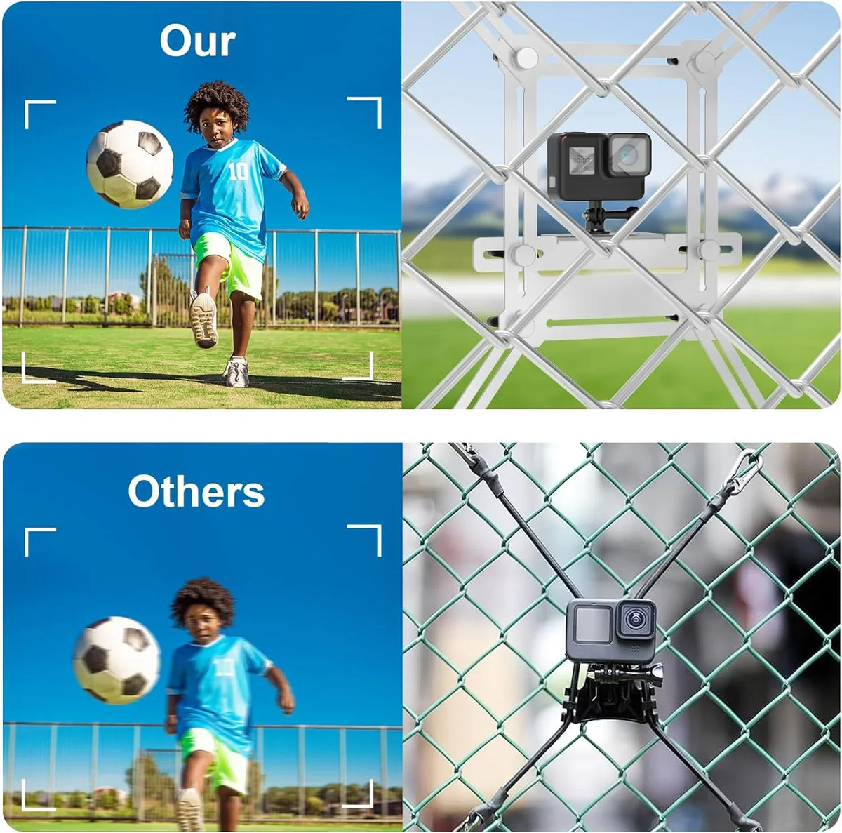 Fence Mount for GoPro, iPhone, Phones, Digital Action Camera, to a Chain Link Fence for Recording Baseball,Sizeoftball