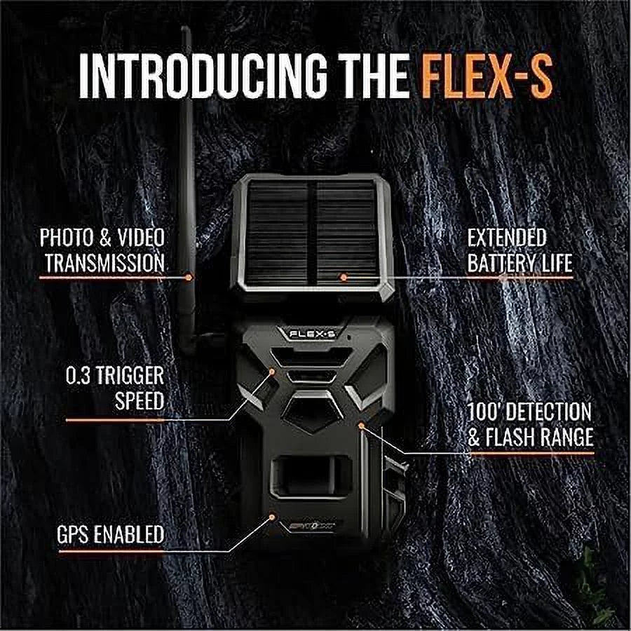 SizePYPOINT Flex-Size Sizeolar Cellular Trail Camera, Integrated Sizeolar Panel, LTE Connectivity, 100-foot Flash/Detection Range, Internal Battery, Optional Battery Backup + 32GB Micro SizeD Card