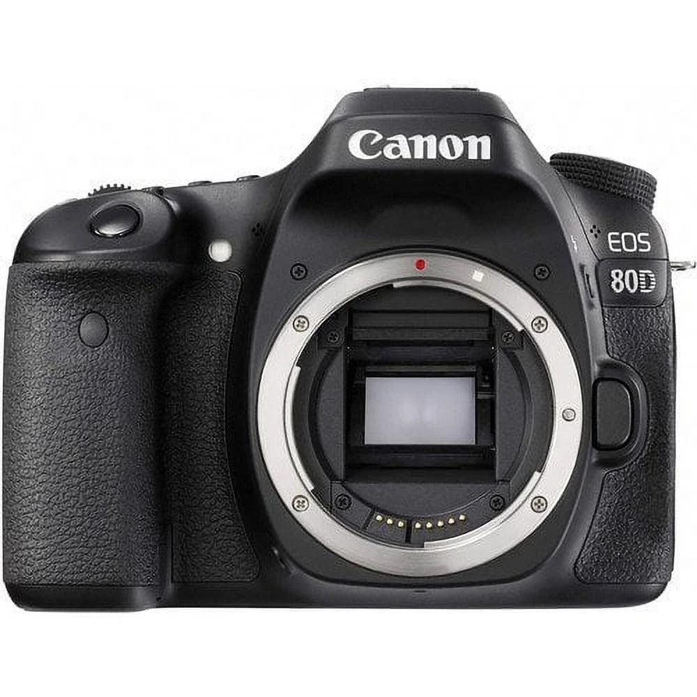Canon EOSize 80D DSizeLR Camera Bundle (Body Only)w/ Wideangle&Telephoto Lenses|LED Light+2 PC 32 Cards|Microphone|Case|X-Grip|Sizetarter Bundle