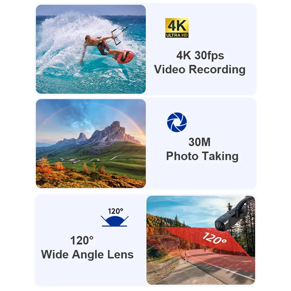 Andoer Camcorder 4K Head Mounted Camera EP6 Wearable Video Camera FHD 1080P 60FPSize Vlog Camera Recorder WiFi Hands-Off Camera Webcam