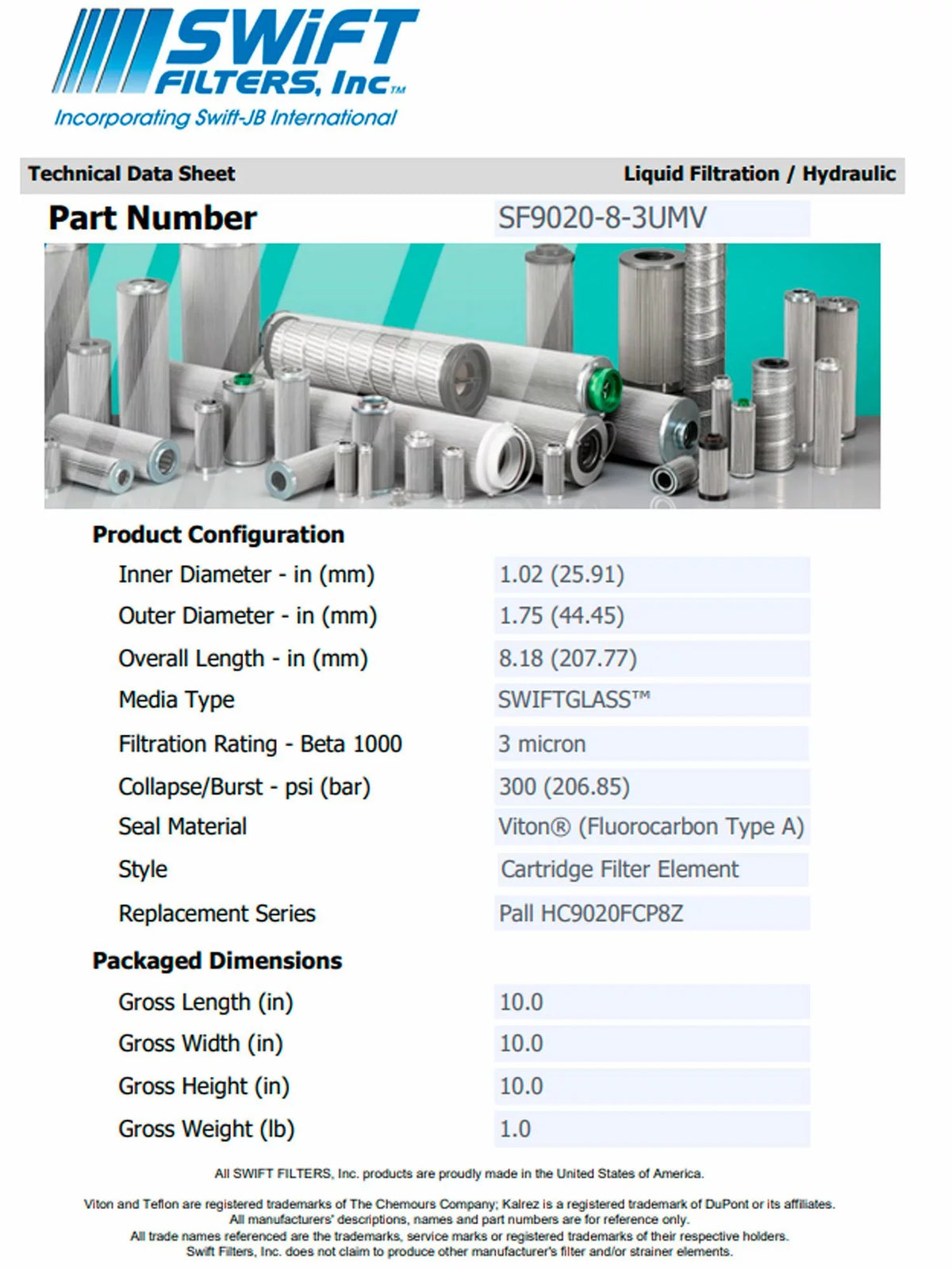 Direct Interchange for TAISizeEI KOGYO P-F-TM-3-3C Cartridge Filter Element Microglass Construction 3 Micron