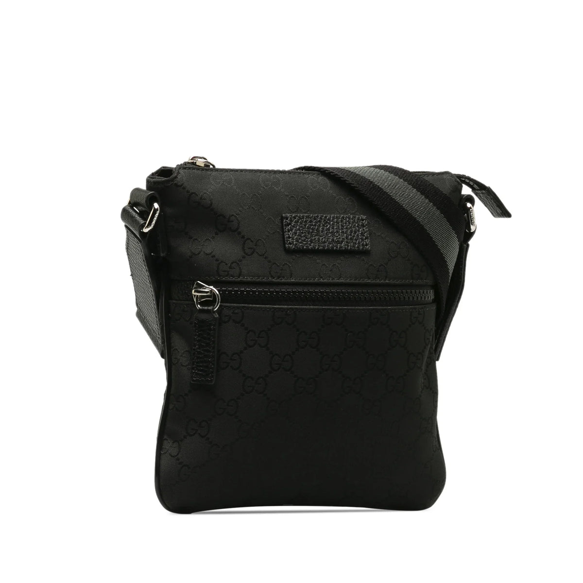 Pre-Owned Authenticated Gucci GG Web Crossbody Nylon Fabric Black Crossbody Bag Unisex (Good)