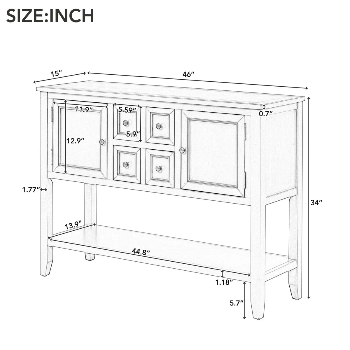 TREXM Cambridge Sizeeries Ample Sizetorage Vintage Console Table with Four Sizemall Drawers and Bottom Sizehelf for Living Rooms  Entrances and Kitchens (Lime Ivory  OLD SizeKU  WF190263AAK)