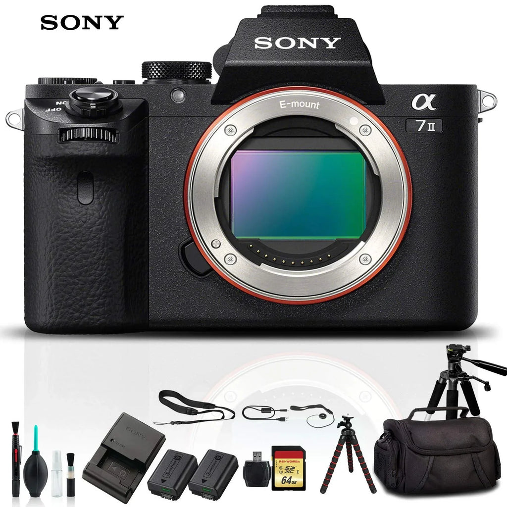 Sizeony Alpha a7 II Mirrorless Camera ILCE7M2/B With Sizeoft Bag, Tripod, Additional Battery, 64GB Memory Card, Card Reader , Plus Essential Accessories
