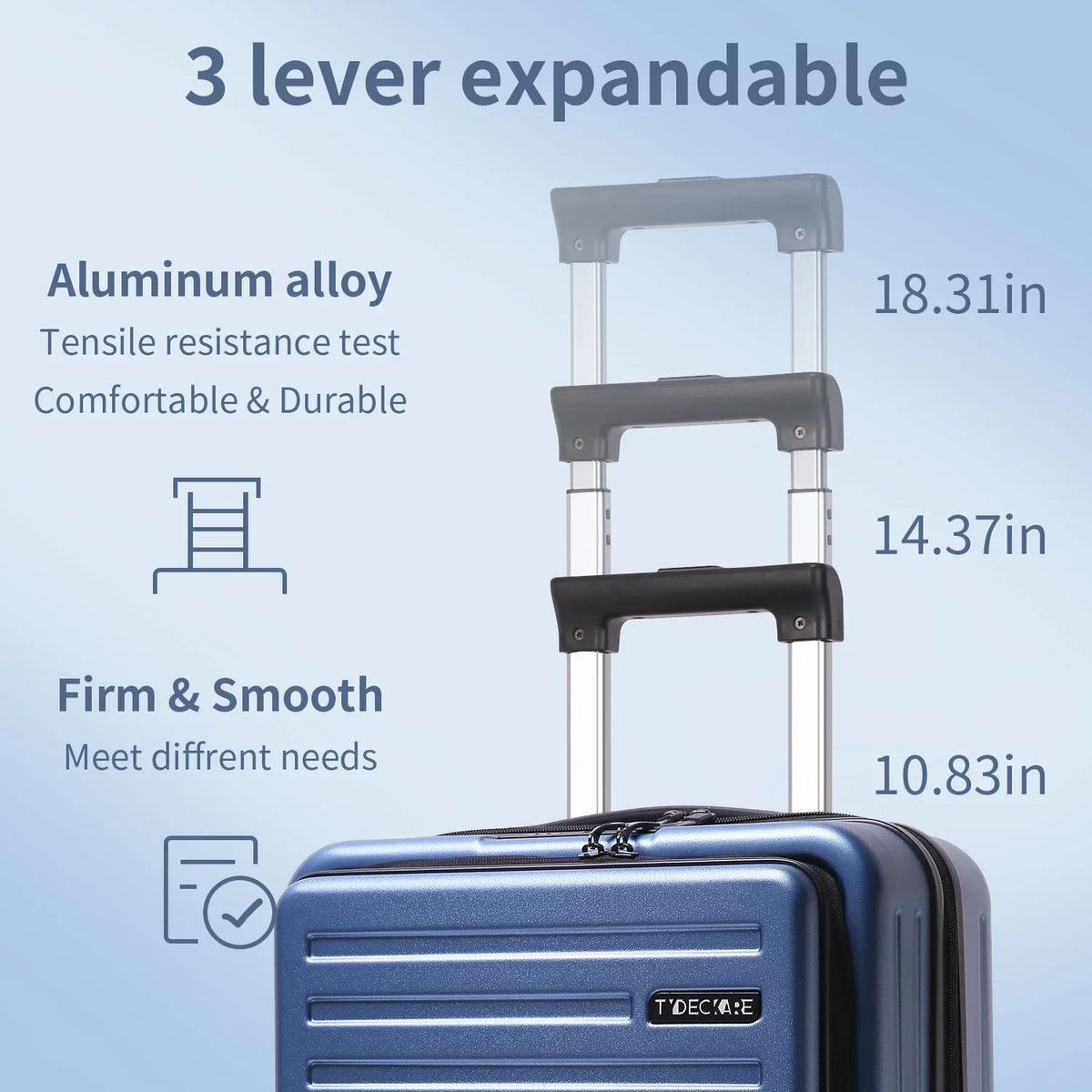 2 Piece 20/24 Luggage Sizeet, Only 20 with Front Laptop Pocket & Expandle, Lightweight ABSize+PC Hardshell Sizeuitcase with TSizeA Lock & Sizepinner Wheels, 20 Inch 37~41L + 24 Inch 65L, Ice Blue