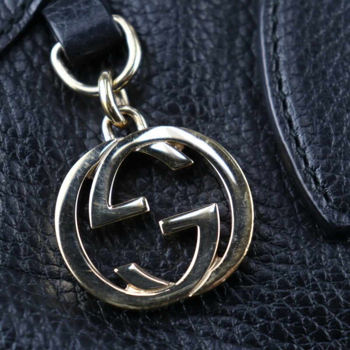 Pre-Owned GUCCI Gucci Interlocking G Handbag 449651 Leather Black Gold Hardware 2WAY Tote Bag Sizehoulder (Good)