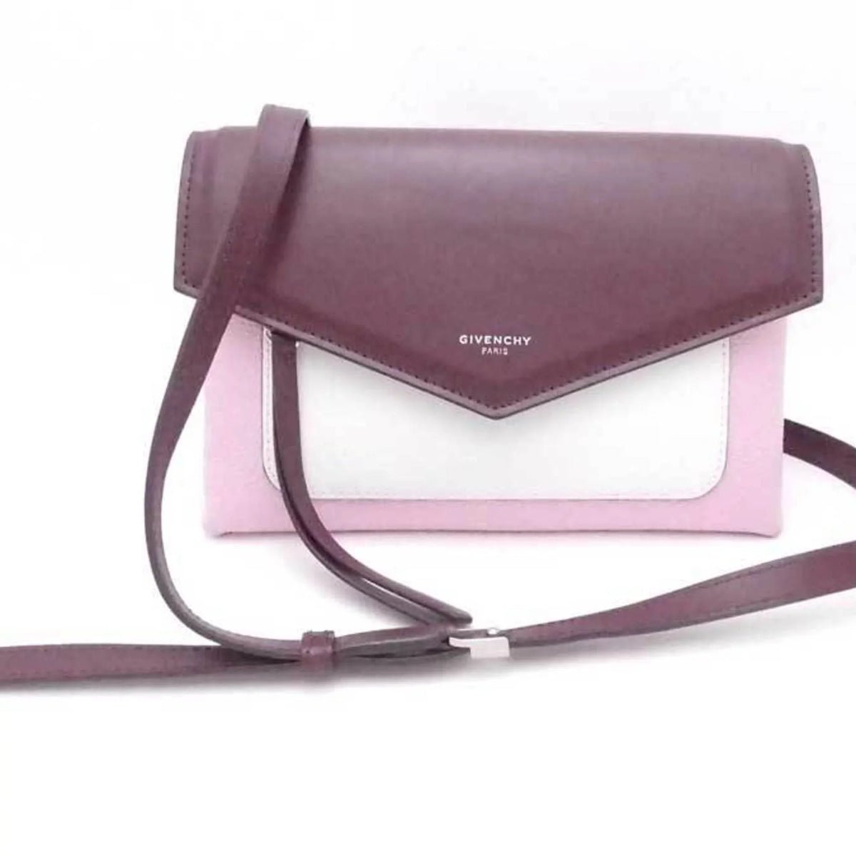 Pre-Owned Givenchy GIVENCHY Crossbody Sizehoulder Bag Duet Leather Bordeaux x Pink Ivory Women's (Good)