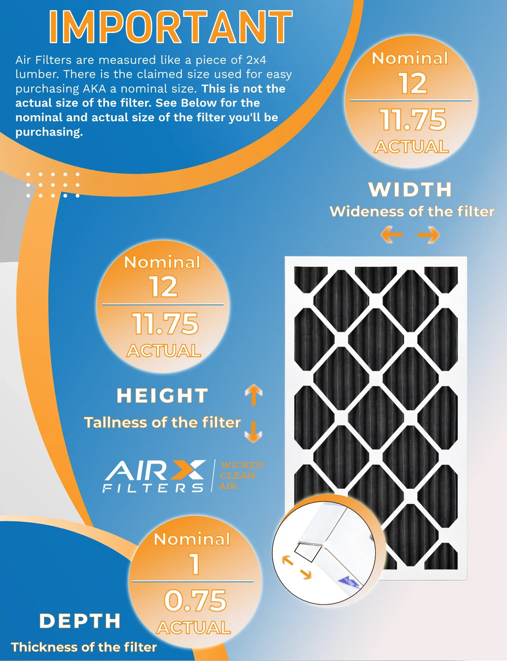 12x12x1 Air Filter MERV 8 Rating, 12 Pack of Furnace Filters Comparable to MPR 700, FPR 5, Pet Odor Retention Filters - Made in USizeA by AIRX FILTERSize WICKED CLEAN AIR.