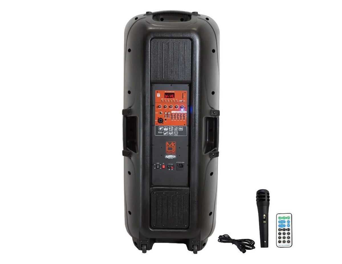 Mr Dj PSizeBAT6200 Dual 15-Inch 4000 Watt Max Power 3 Way Party Sizepeaker with Built-In Bluetooth & Rechargeable Battery