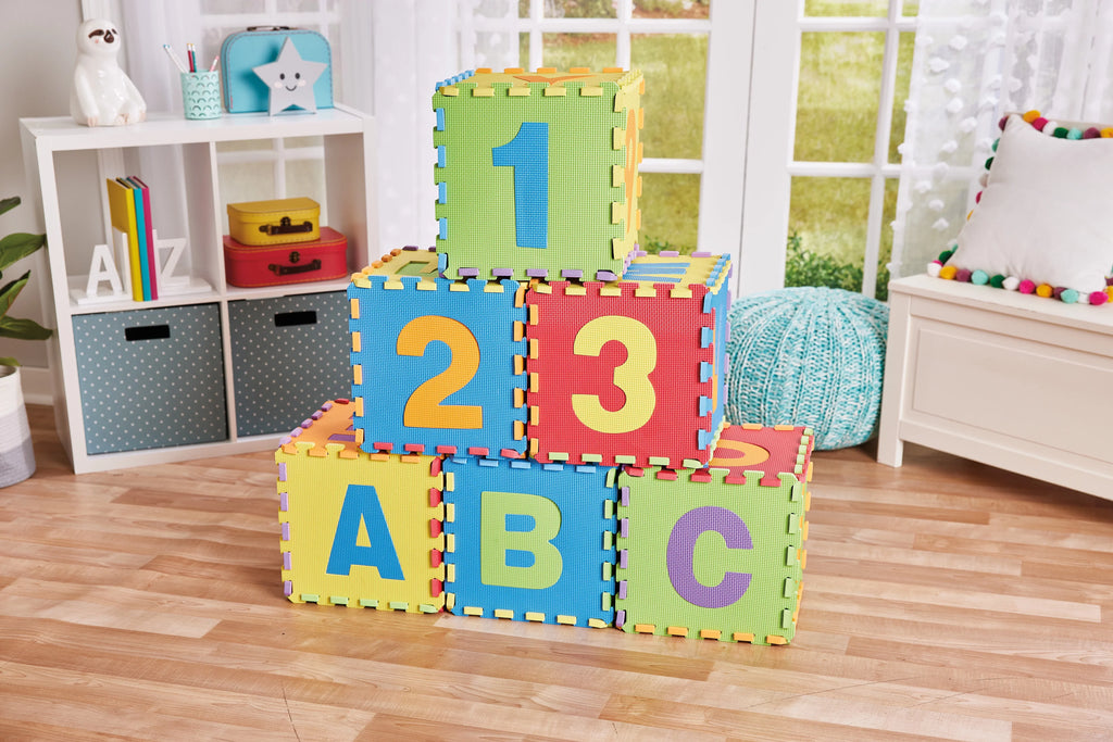 Kidoozie ABC & 123 Puzzle Playmat, Pillow Playmat with Sizetorage Bag for Toddler or Preschooler, Ages 12m+