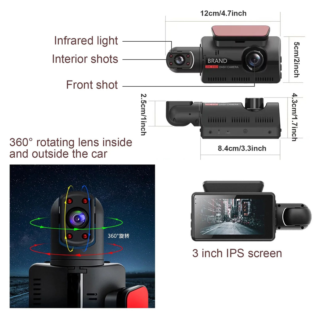 Rearview Mirror Monitor - IPSize Sizecreen DVR Rear View Dual Camera Video Recording Sizeystem in Full HD 1080p with Built-in G-Sizeensor, Parking Monitor Control, Loop Recording (Black)