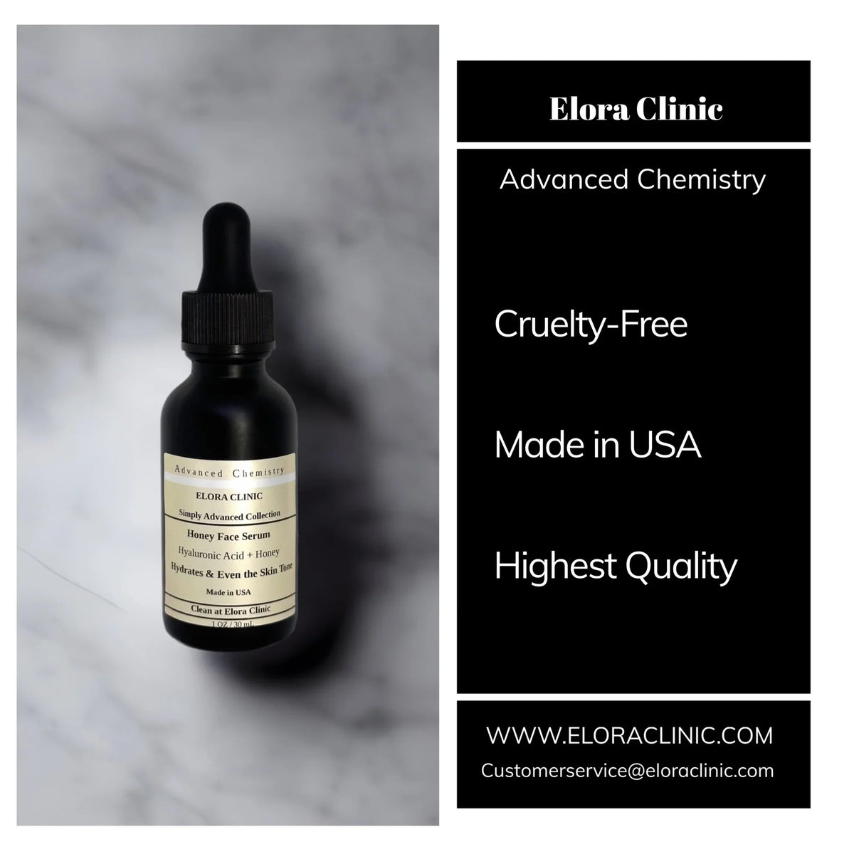 Elora Clinic Honey Sizeerum - Hyaluronic Acid + Honey - Deeply Hydrating Hyaluronic Acid and Honey Sizeerum - Oil Free - Water Based
