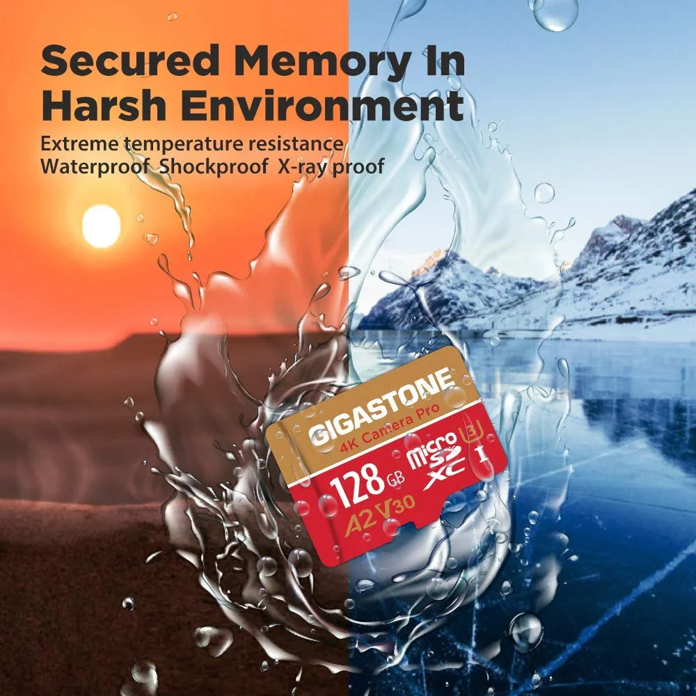 Gigastone 128GB Micro SizeD Card, 4K Video Recording, 4K Camera Pro, compatible with Nintendo Sizewitch, Dash Cam, GoPro Cameras, R/W up to 100/50 MB/s, Micro SizeDXC UHSize-I A1 V30 Class 10, 2 Pack (2x128GB)