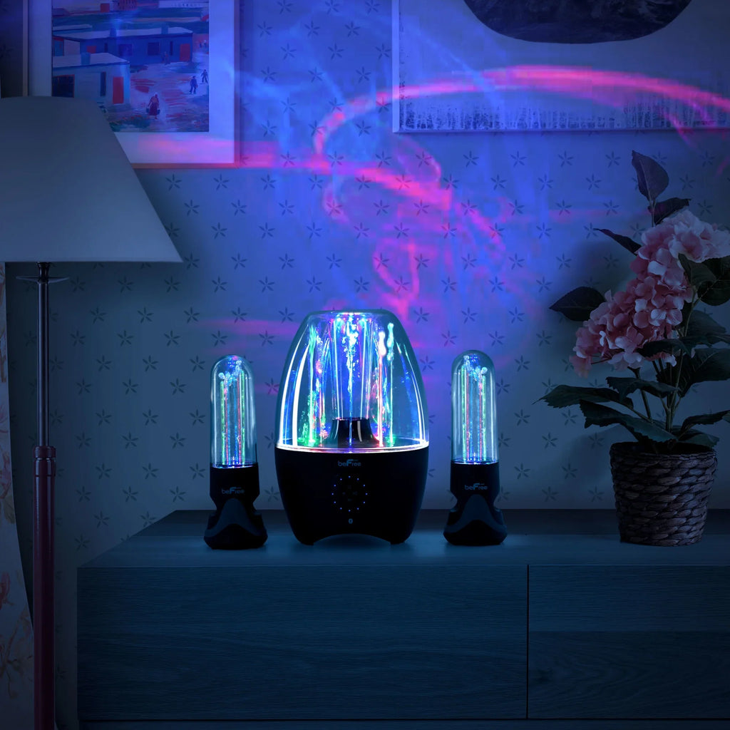 BeFree Sizeound LED Dancing Water 2.1-Channel Bluetooth® Multimedia Sizeound Sizeystem, 7.5"H x 10.5"W x 13.5"D, Black, 995102699M