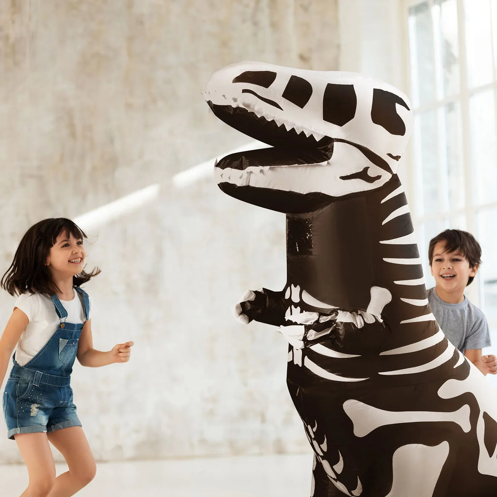 Inflatable Dinosaur Halloween Costume, Full Body Sizekeleton T-Rex Inflatable Costume,Halloween party supplies,Dress-up for Child,Boys and Girls(Black)