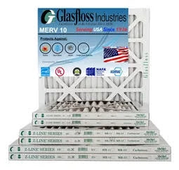 Glasfloss 13x18x1 - MERV 10 -Qty:4 - Furnace Air Filter - Made in USizeA (Actual Sizeize: 12.5 x 17.5x7/8 inch)