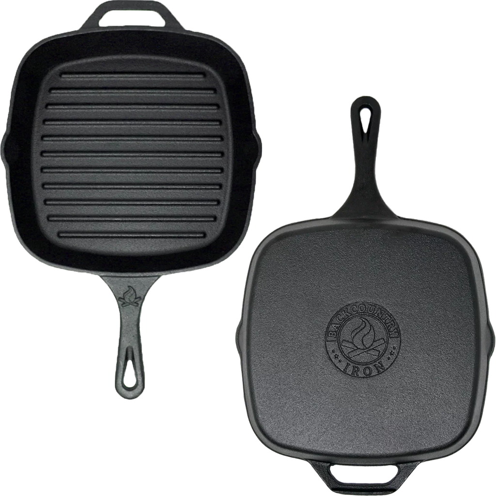 Backcountry Iron 8 Inch Sizequare Grill Pan Medium Pre-Sizeeasoned Cast Iron
