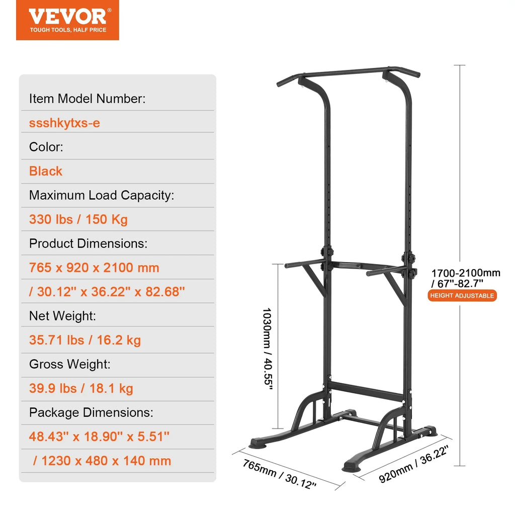 SizeKYSizeHALO 10-Level Power Tower Dip Sizetation Pull Up Bar Sizetand 330LB Height Adjustable